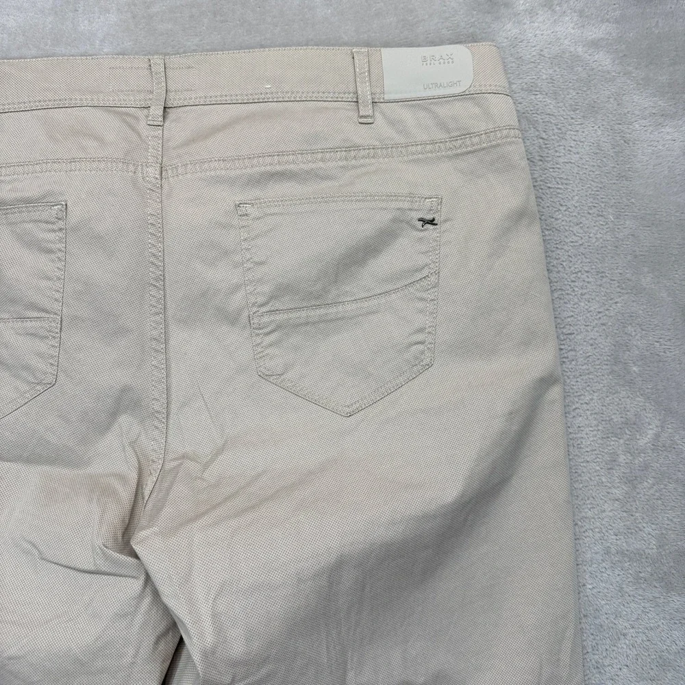 Brax Pants Men's 40x32 Cadiz Ultralight Beige Straight Leg Chino Stretch Trouser